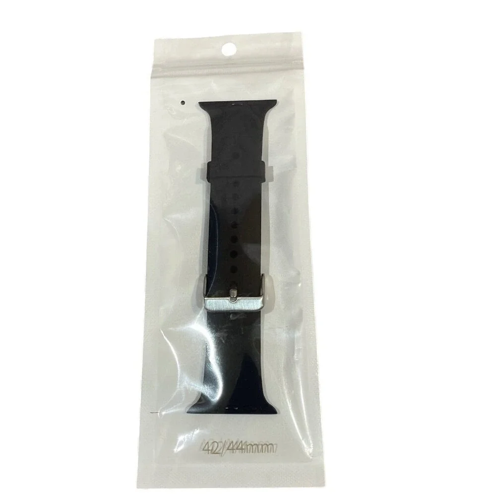 Black Silicone‎ Watch Band Strap 42mm 44mm Replacement for Apple Watch